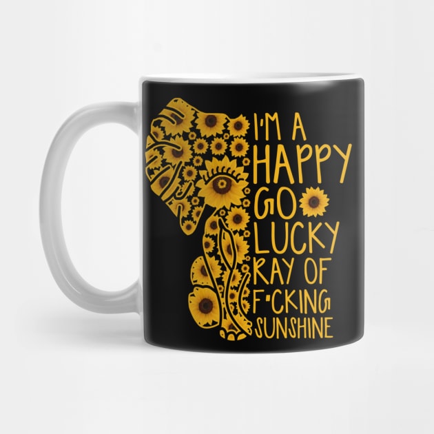 Sunshine Sunflower Positive Quote Elephant by Xonmau